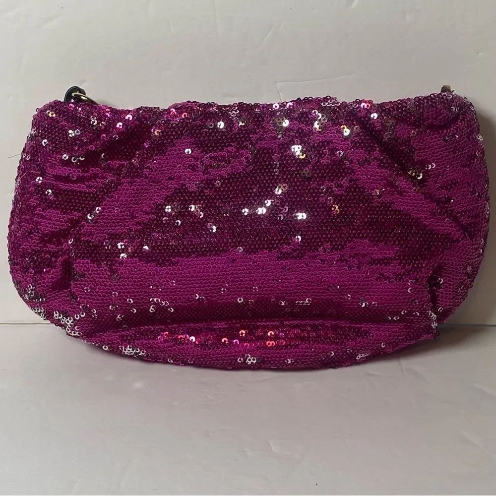 OrYany Pink and Silver Sequin Clutch